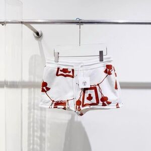 Authentic Hermes White and Red Patterned Athletic Shorts